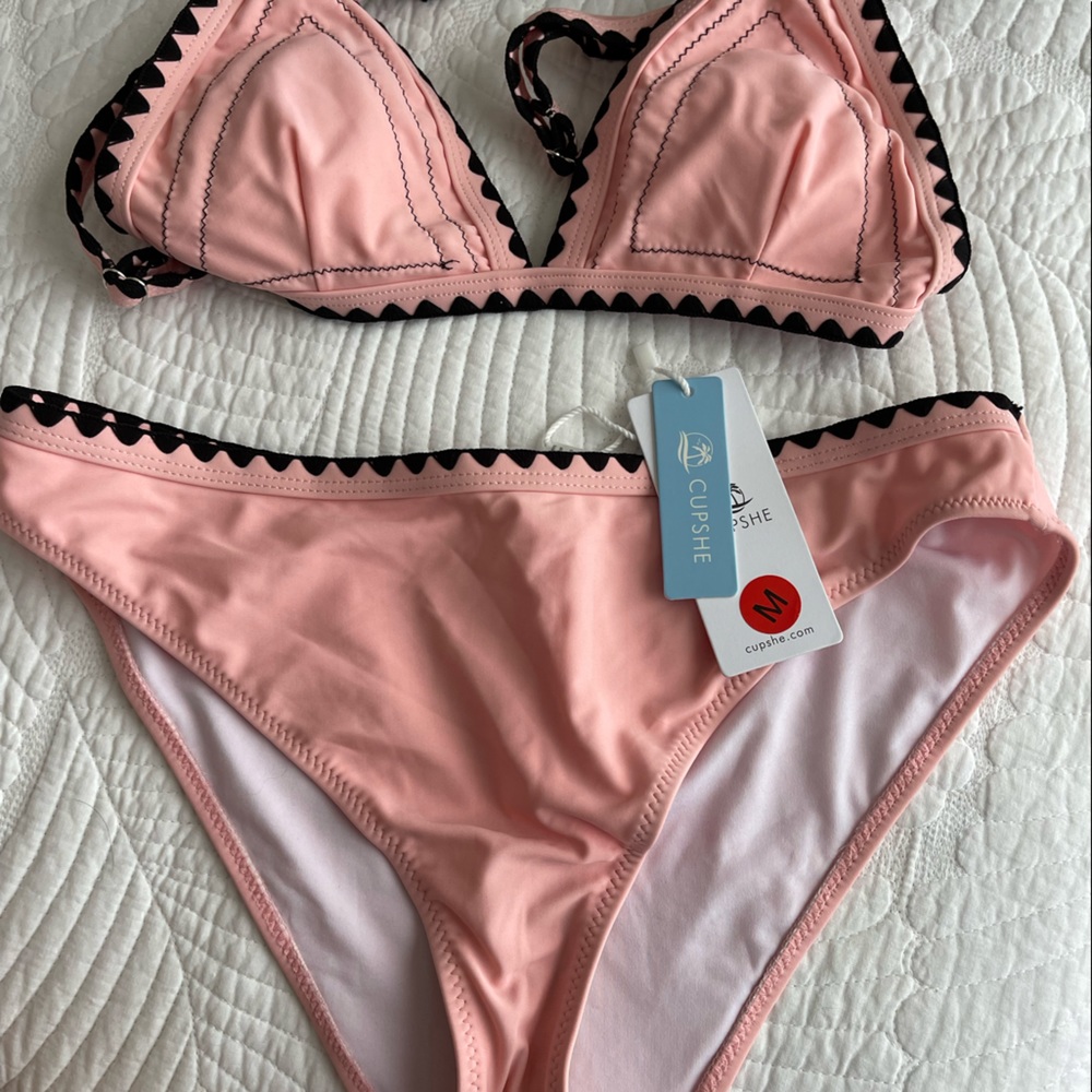 NBW Cupshe pink with black trim bikini